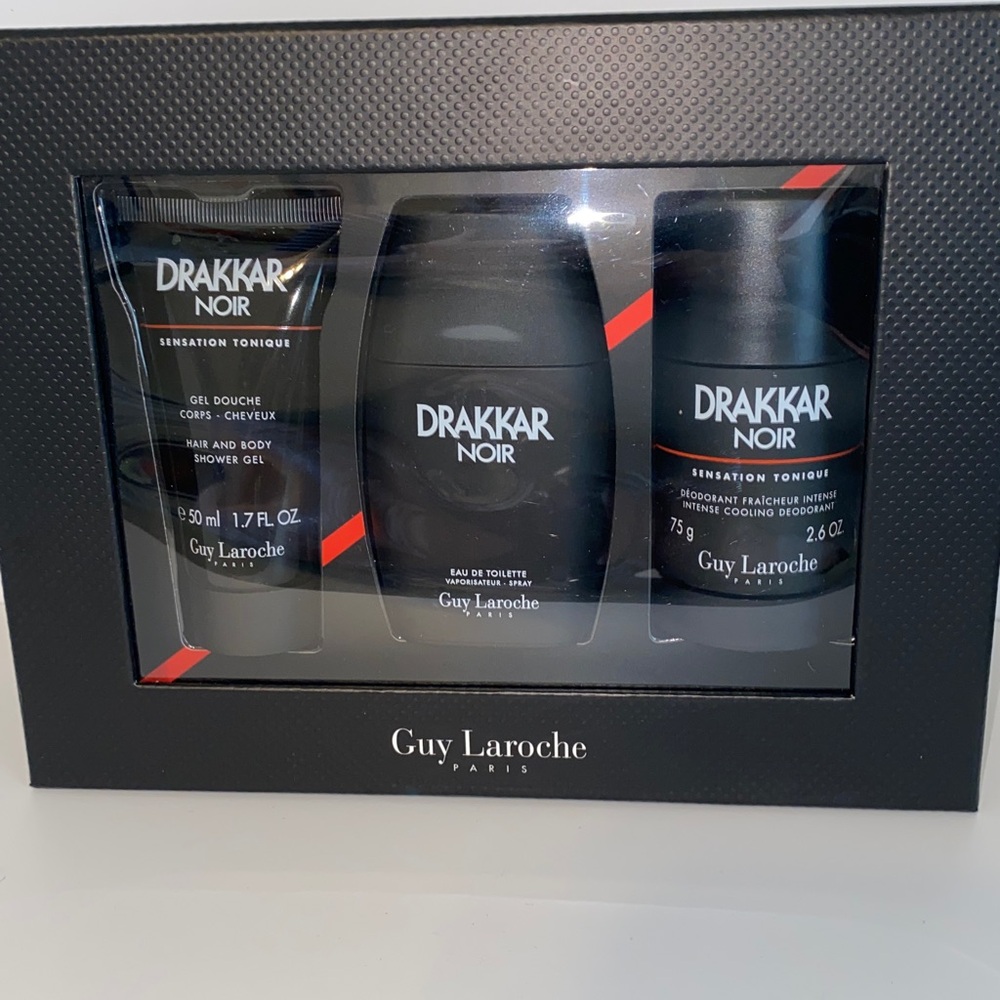 Guy Laroche Drakkar Noir Men’s Grooming 3 Piece Set Beautiful Black Box Gift Set - Picture 2 of 7